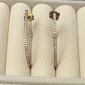 Rose Gold with Crystal Hoop Earrings Inside Out